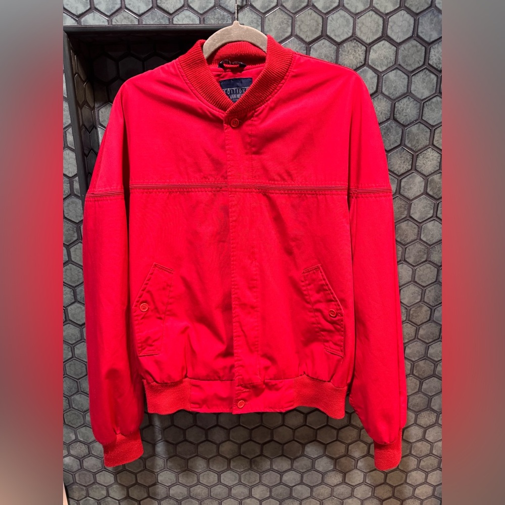 Vintage 1980s Cherry Red Editions By Van Heusen Bomber Jacket -‎ Men's Large